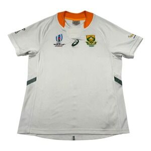 South Africa Springboks Rugby Jersey Mens Medium White Asics World Cup 2019